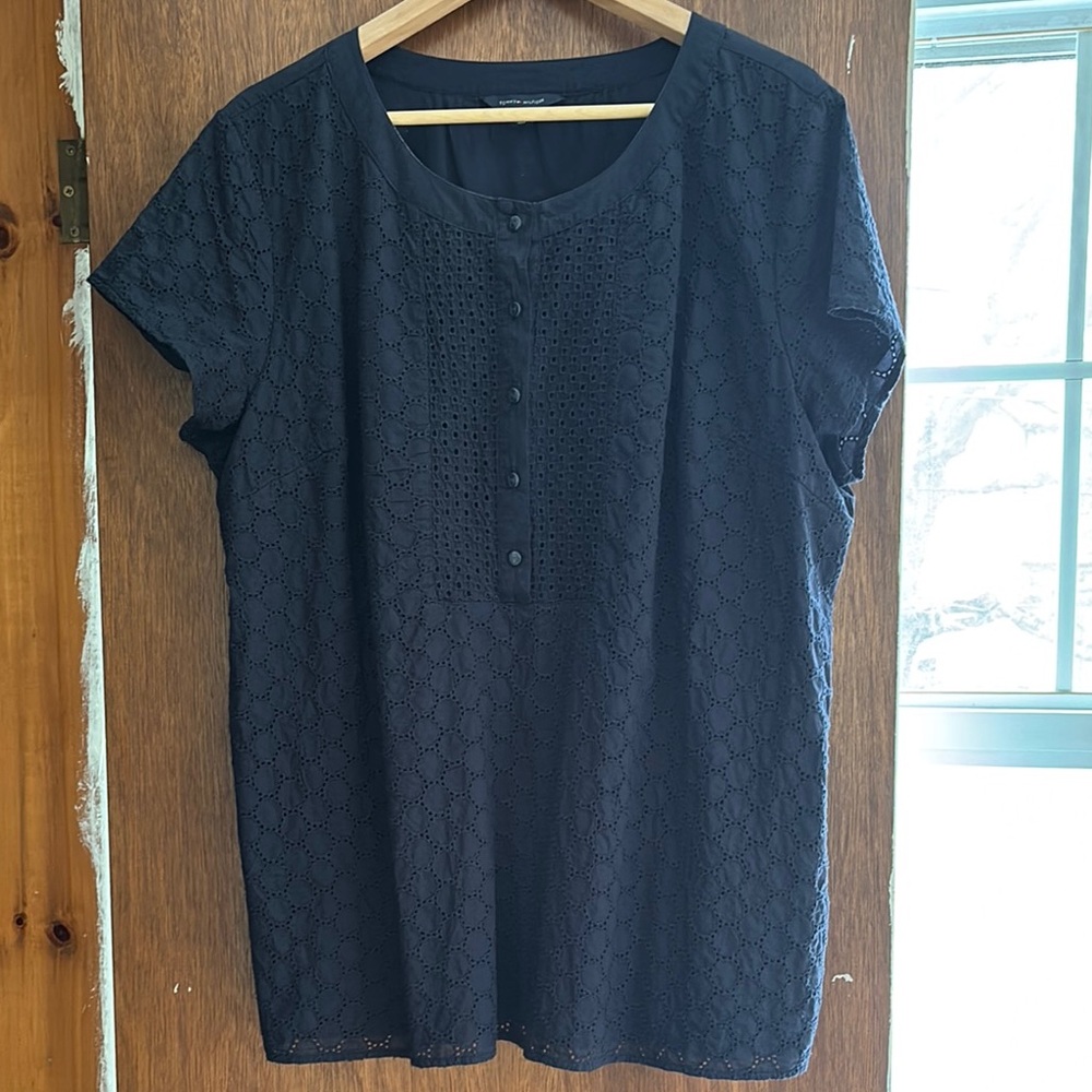 Tommy Hilfiger Blue Buttoned Boxy Blouse
